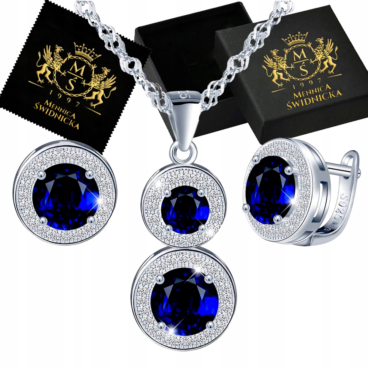 Mennica Świdnicka Stříbrné Náušnice Sada Set Narozeniny Výročí