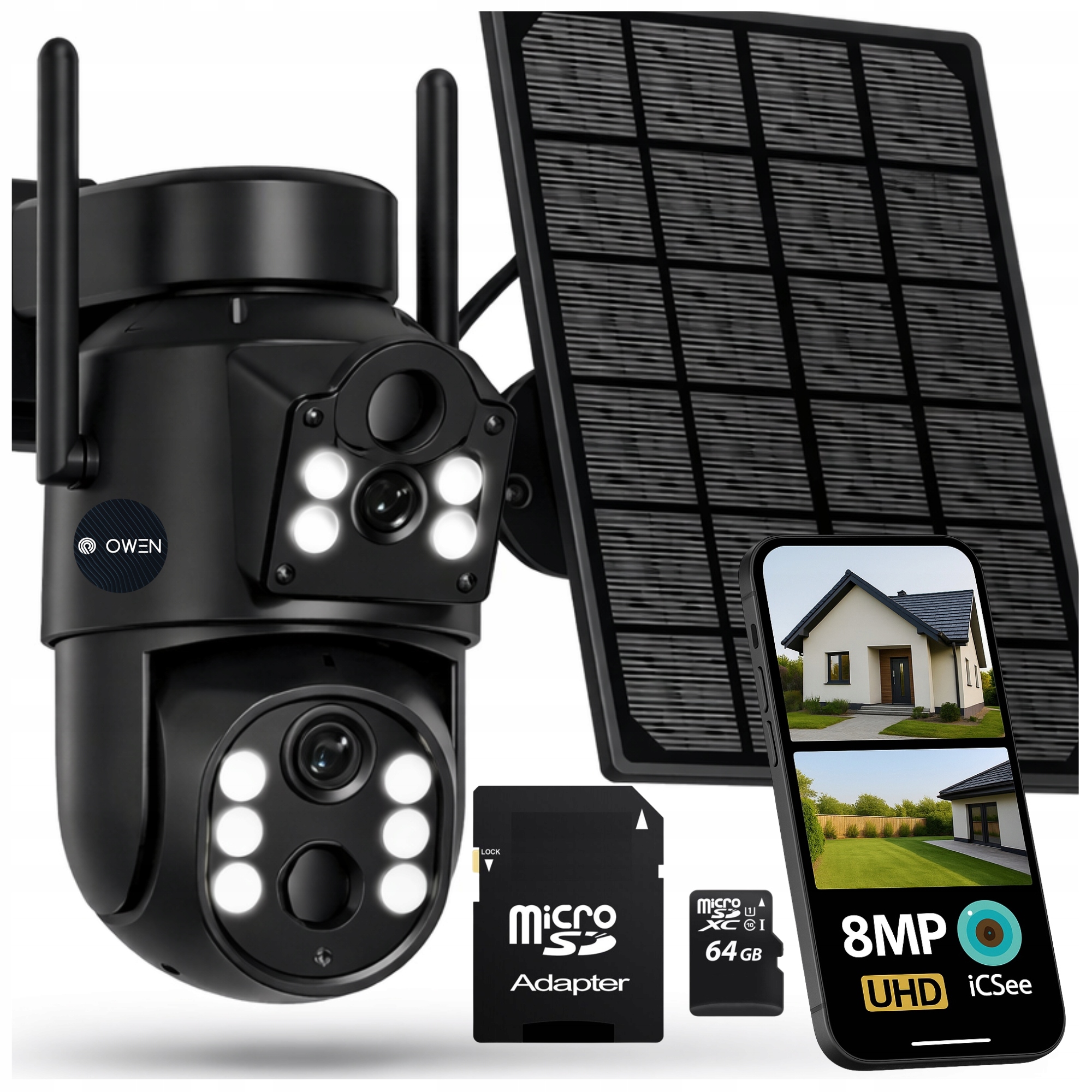 Solární Venkovní Wifi Kamera Ip Duální Smart Zoom Sledování Icse Hd 8MP