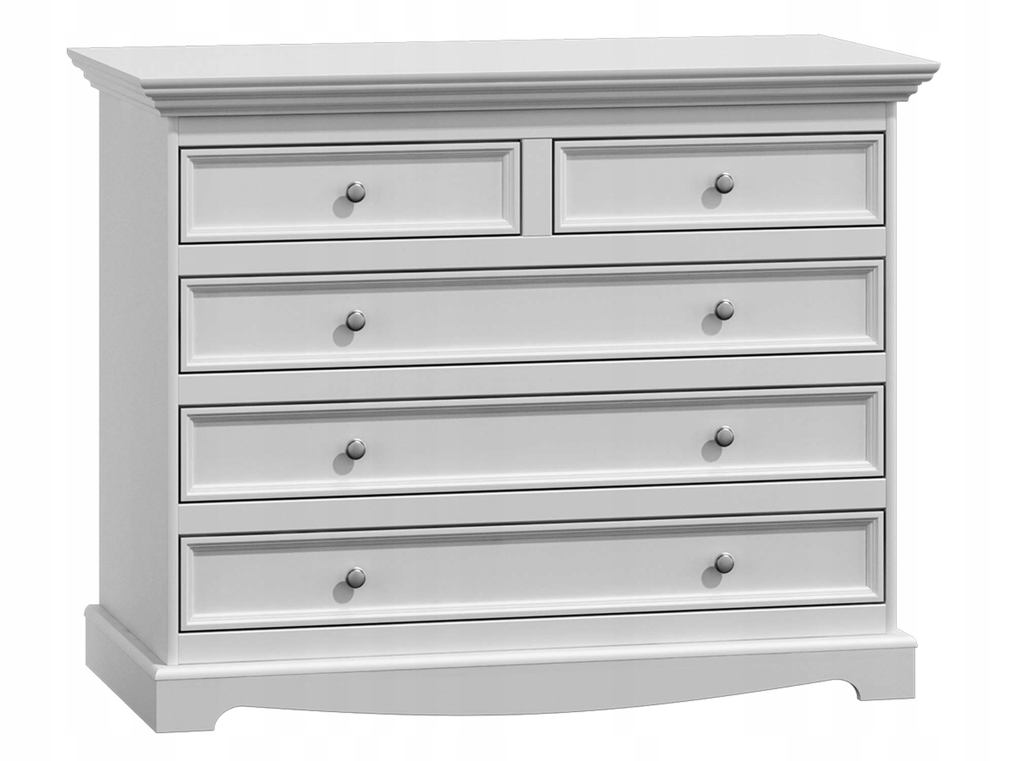 Solidna Biała Drewniana Komoda z Szufladami INGRID