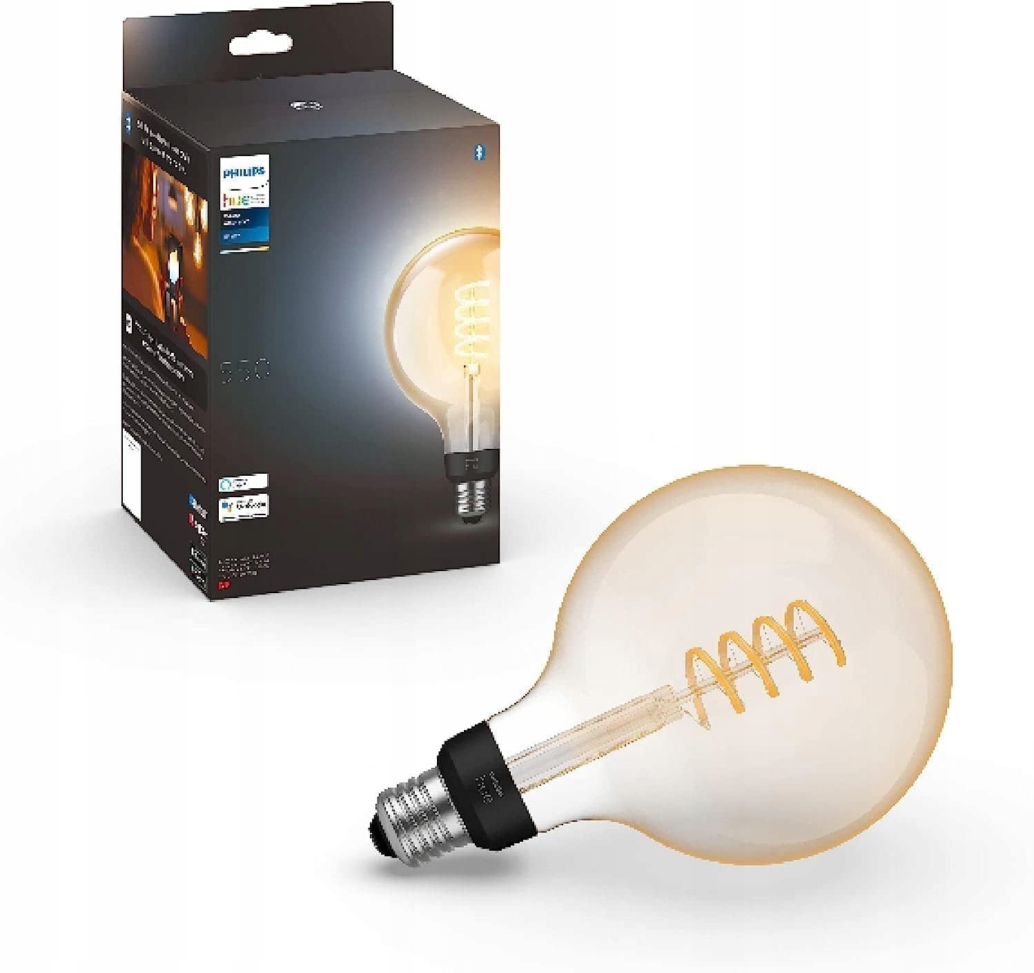 PHILIPS Hue White E27 Filament G125 550lm Ciepłe Światło Dimmable App Alexa — miniatura 2
