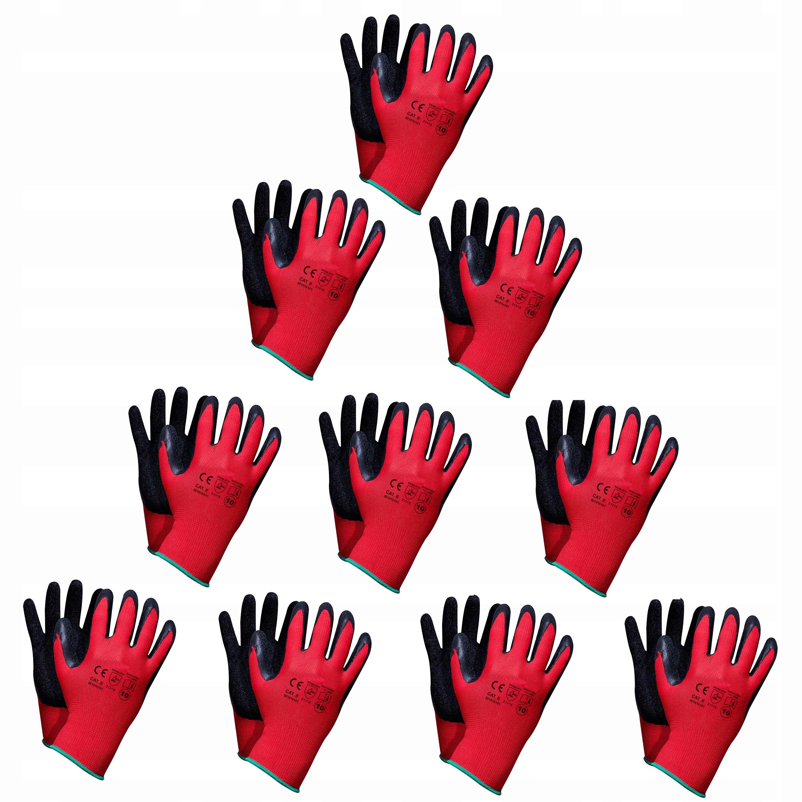 

10 Par Rękawice Rękawiczki Robocze Latex 9 Mocne
