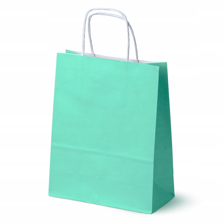 100 szt. Torby Papierowe Zielone Pastelowe 18x8x22,5 cm Torebki Na Prezenty