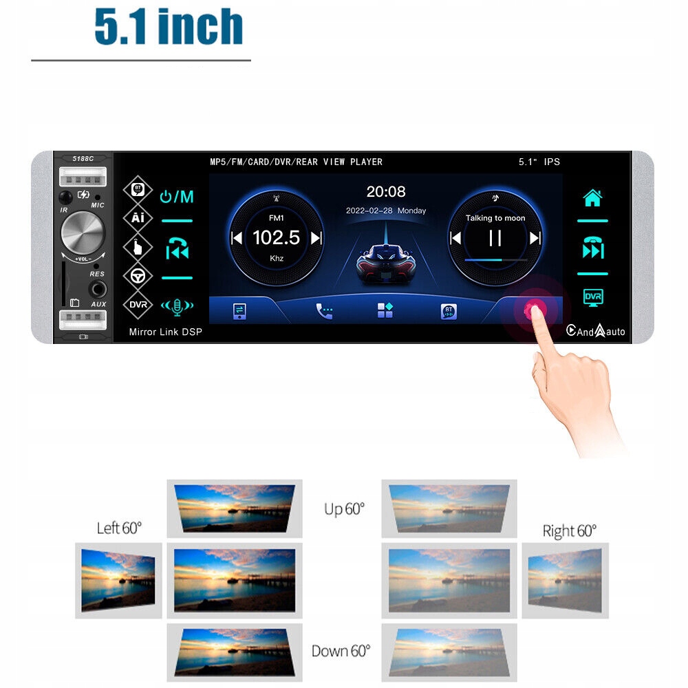 RADIO SAMOCHODOWE 1DIN EKRAN 5,1 BLUETOOTH MP5 USB Marka inna