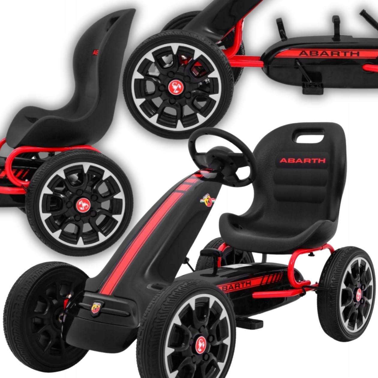 Gokart Na Pedały Dla Dzieci Dziecka Abarth Do 25KG Jeździk Duży Czarny