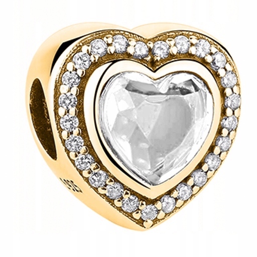 Zlatý přívěsek Bílý kámen se zirkony Křišťál Srdce Stříbro 925