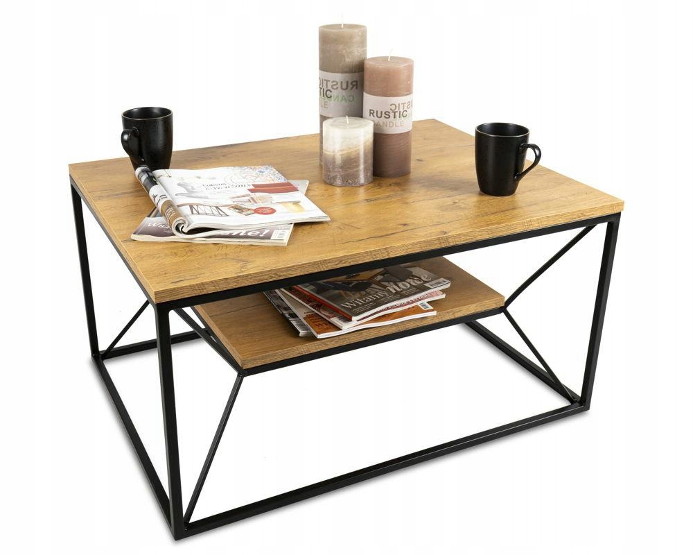 Konferenčný stolík do obývačky 80x60 cm s poličkou Loft