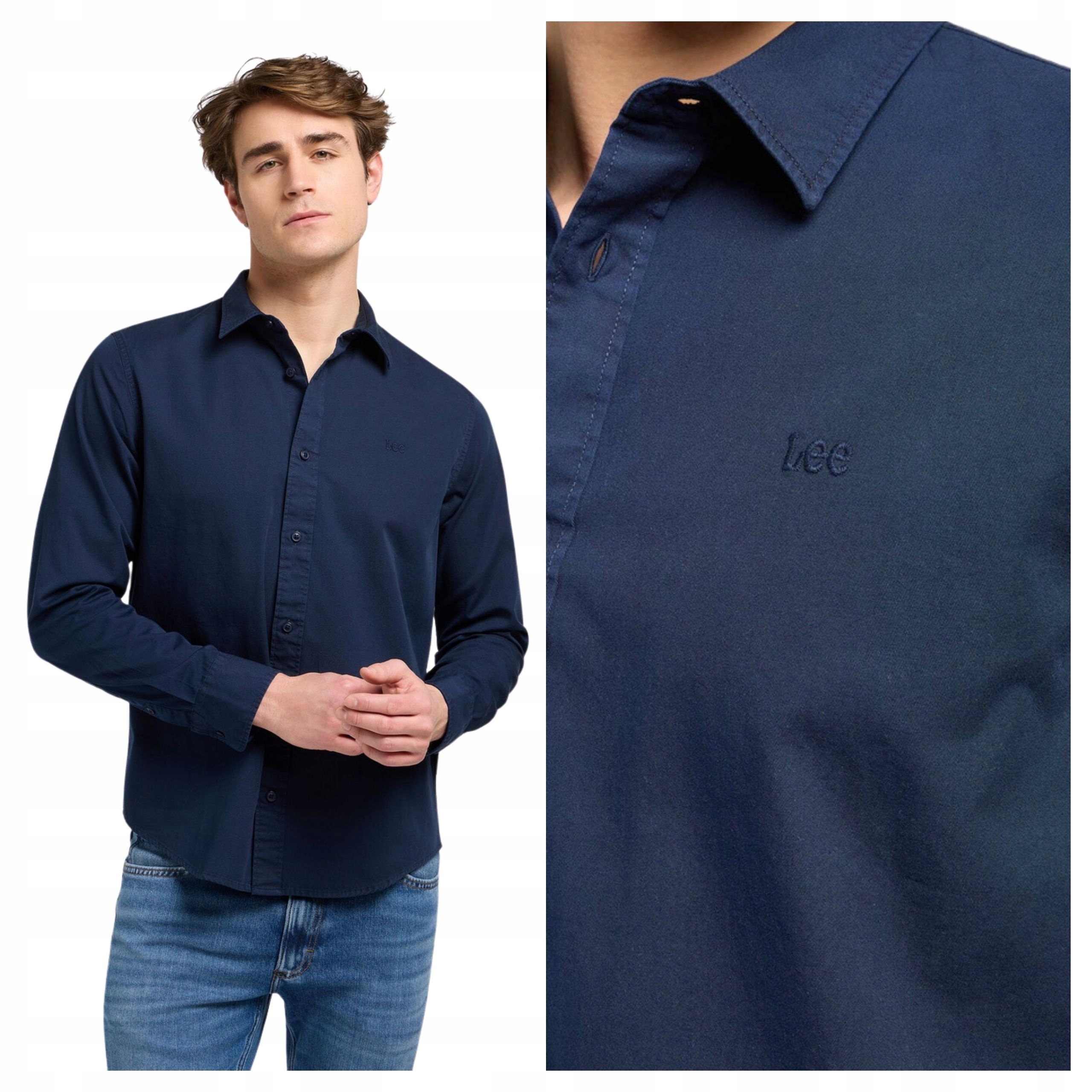 Pánská košile Lee Patch Shirt Tmavě modrá Rivet Navy Regular Fit S