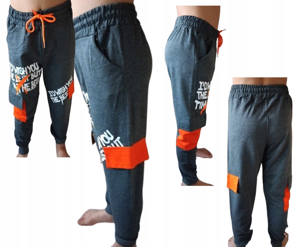 Modne Chłopięce spodnie dresowe dziecięce 128-134