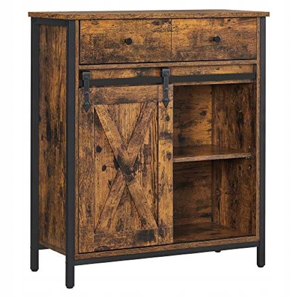 Komoda s posuvnými dverami vintage, čierna, hnedá 70x30x80cm