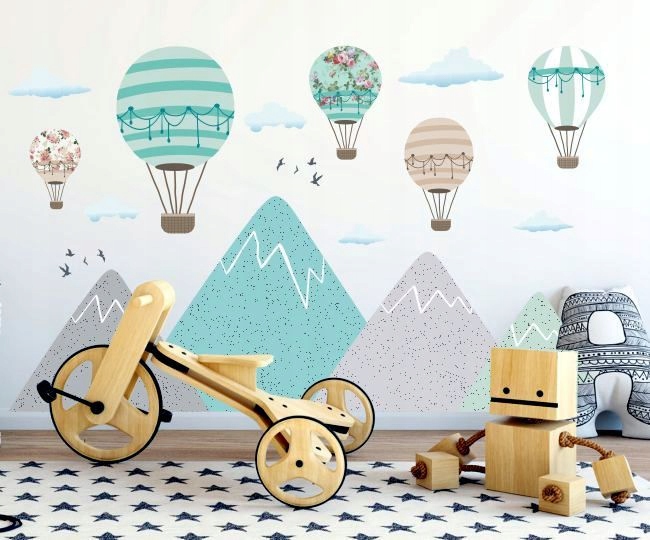 Naklejki Turkusowe Balony Góry 130x80cm PAST_4530 Marka inna