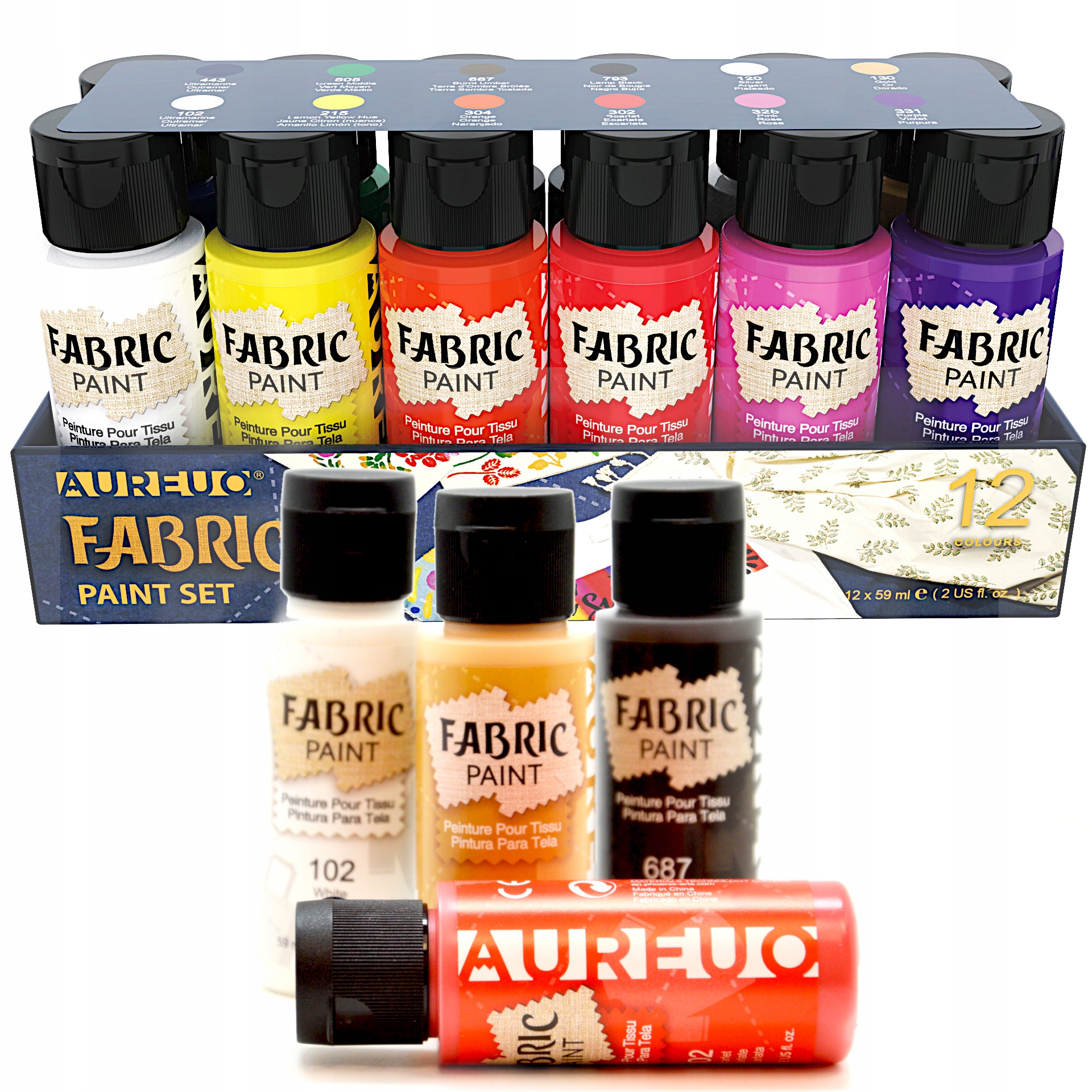 Barvy na textil Phoenix Aureuo 12x59 ml Sada barev 12 Ks x 59ml
