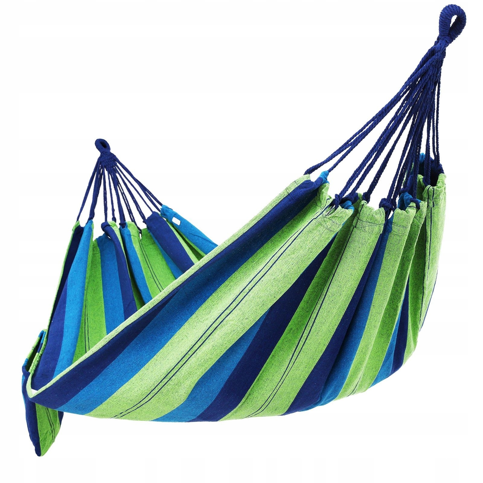 Solidny hamak ogrodowy dwuosobowy zielono-niebieski obciążenie do 300 kg
