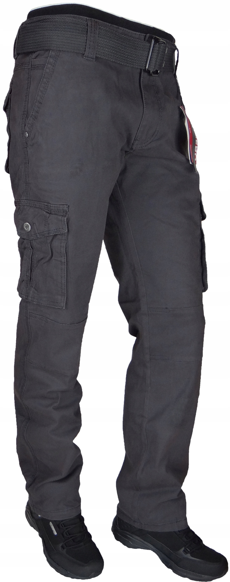 SPODNIE BOJÓWKI SZARE STRETCH z Paskiem Różne Rozmiary r. 40 IT/Th-7 Marka inna