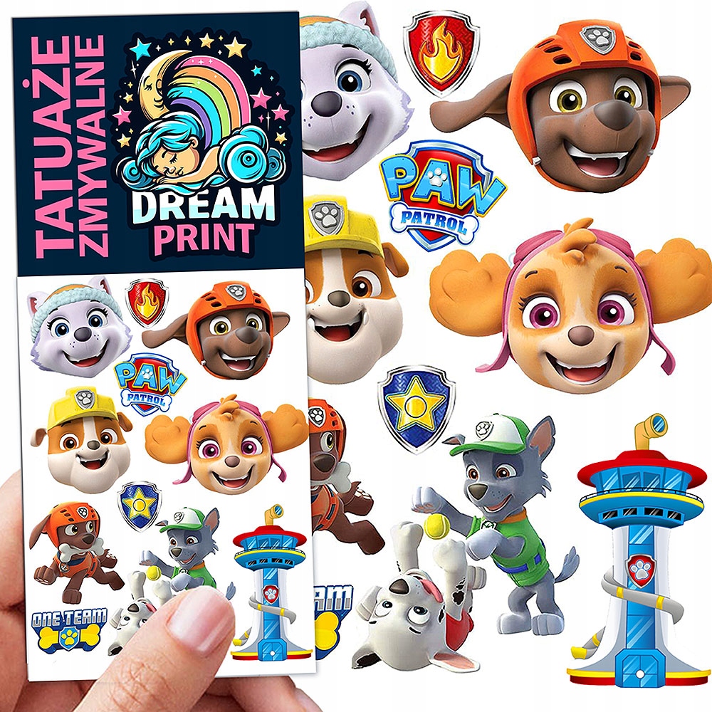 TATUAŻE ZMYWALNE DLA DZIECI DZIECIĘCE PSI PATROL WZORY JAKOŚĆ