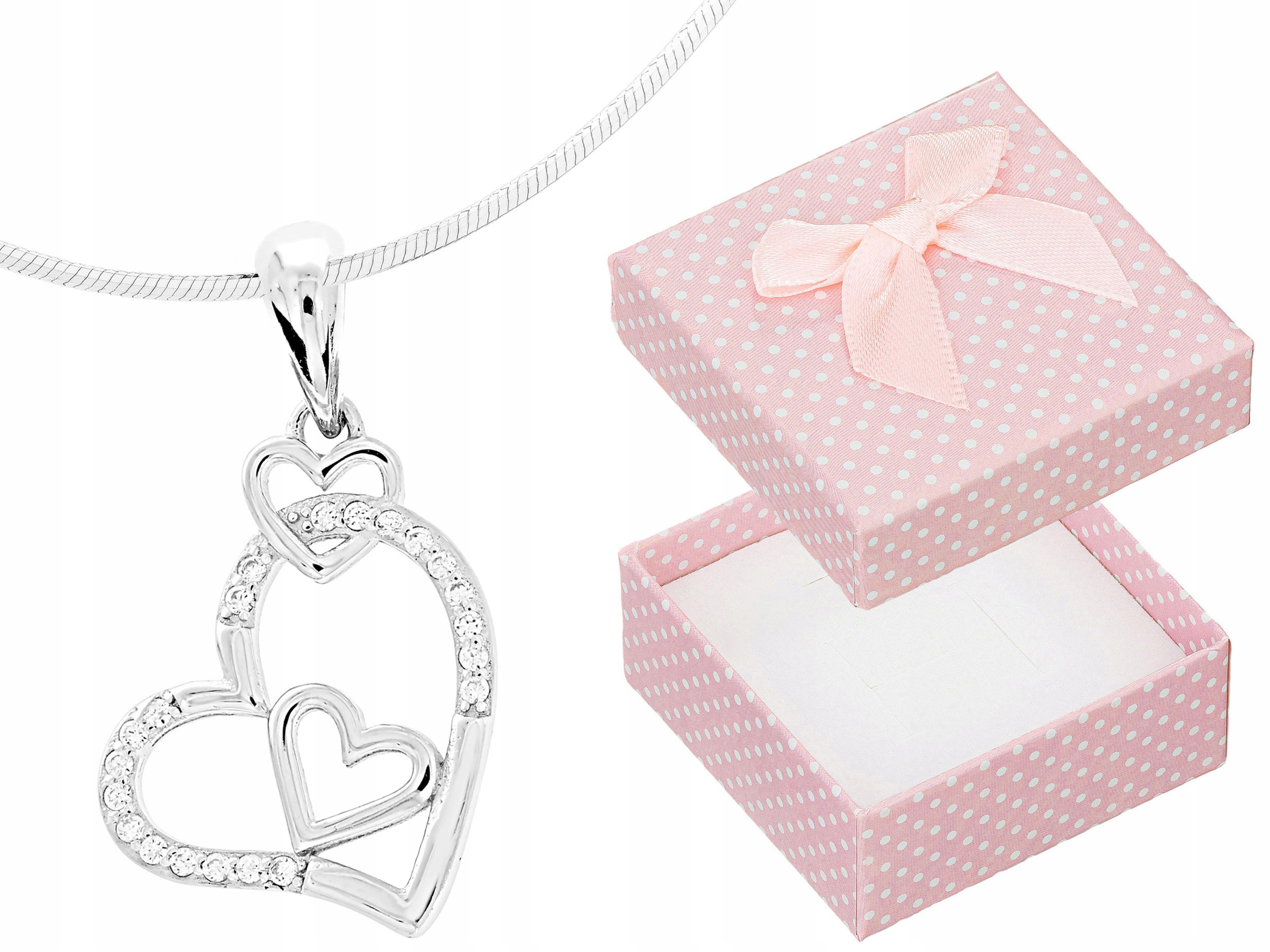 Krátký Stříbrný Dámský Náhrdelník Srdíčka se Zirkony Malé Srdce Choker 30 cm