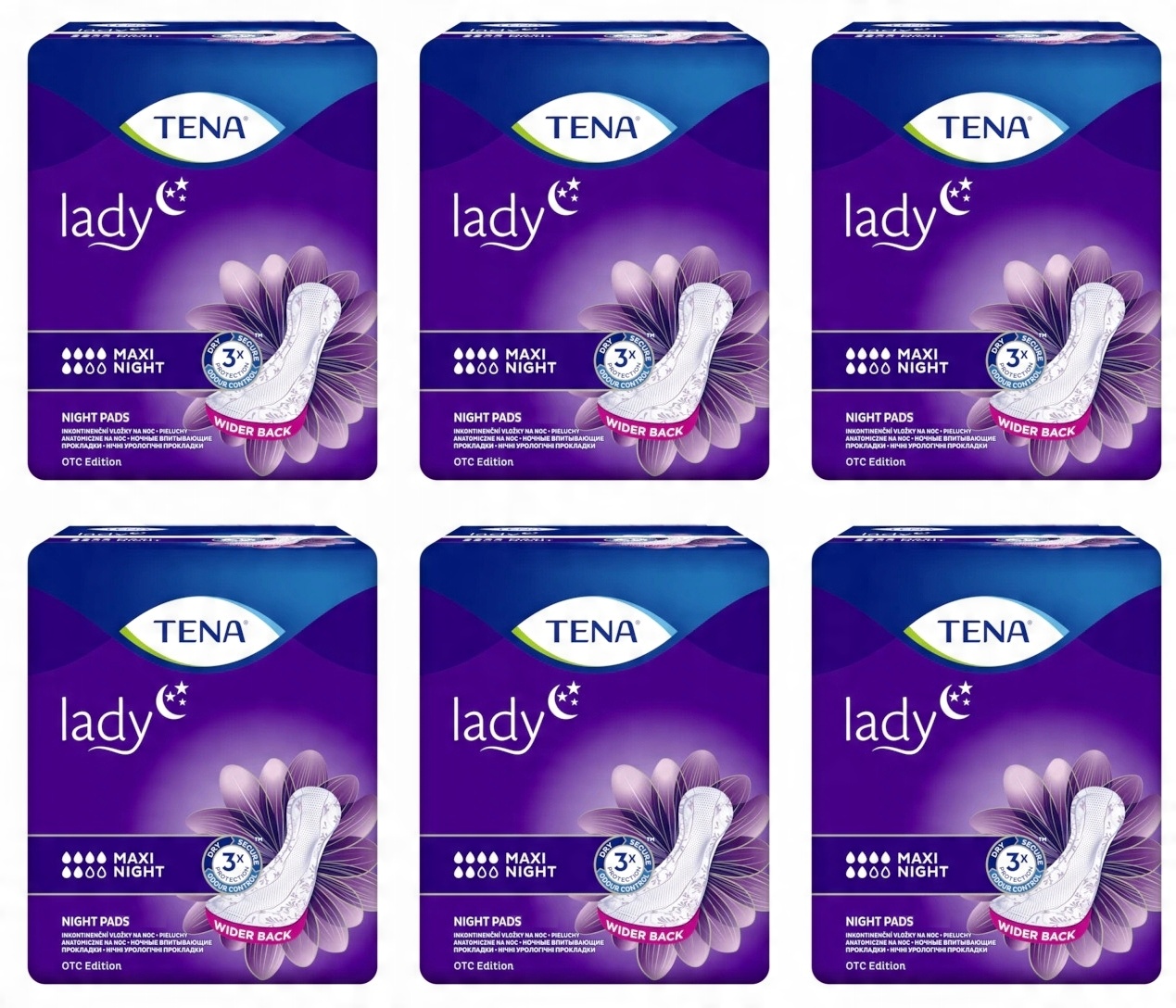 

Wkładki Tena Lady Maxi Night 6 paczek po 12szt.