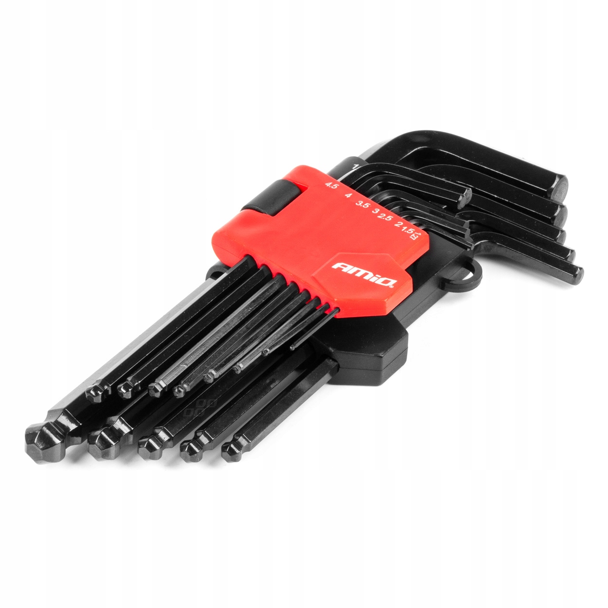 Klucze imbusowe Hex z kulką długie imbusy zestaw Crv czarne 13x AMIO-04304