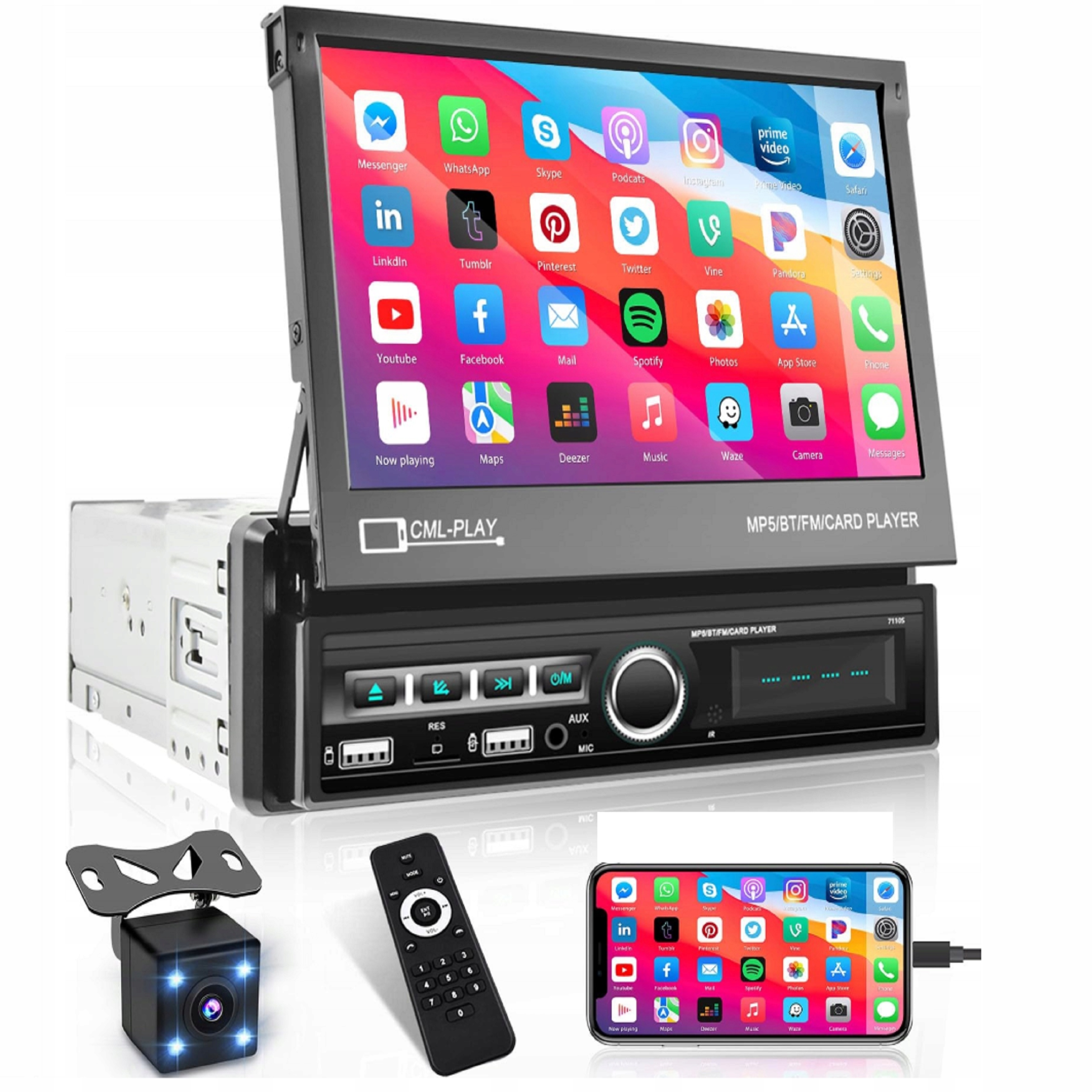 Radio Samochodowe 1DIN MP5 Bluetooth Hikity GBT-7110S Kamera Cofania Usb