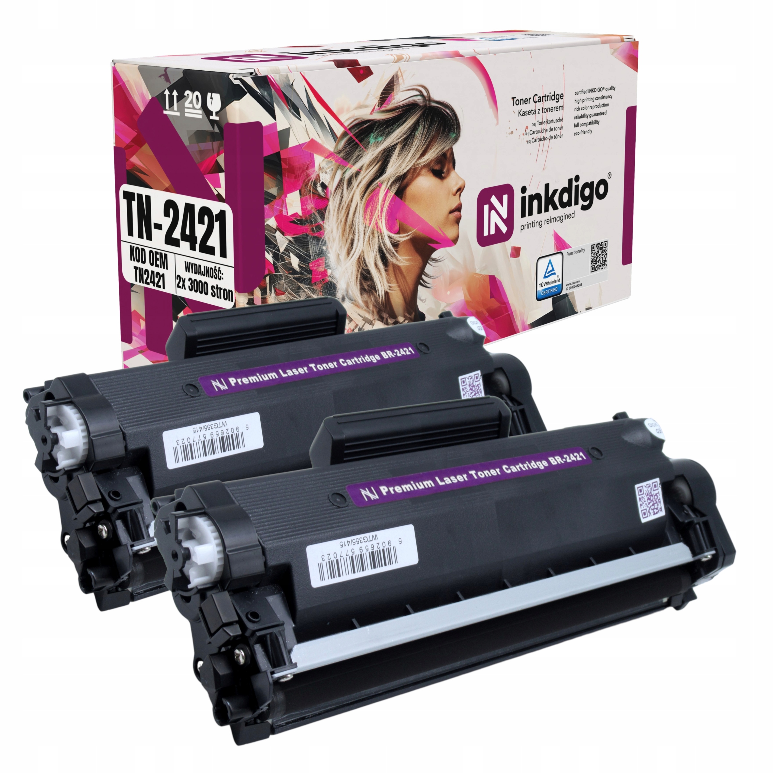 2x Toner pro Brother TN2421 2411 HLL2312d DCPL2532d