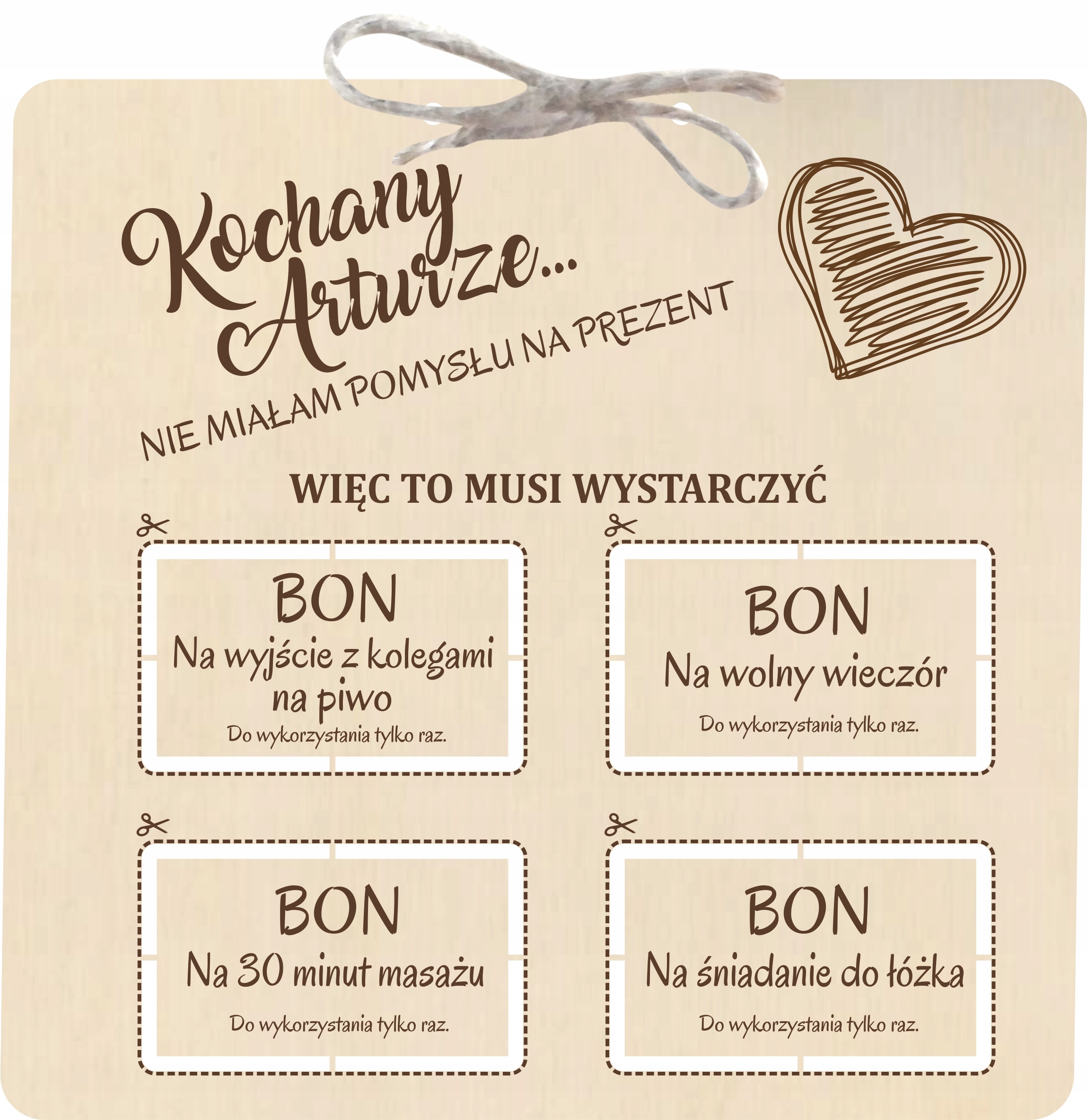 

Walentynki Tabliczka Z Bonami Personalizacja