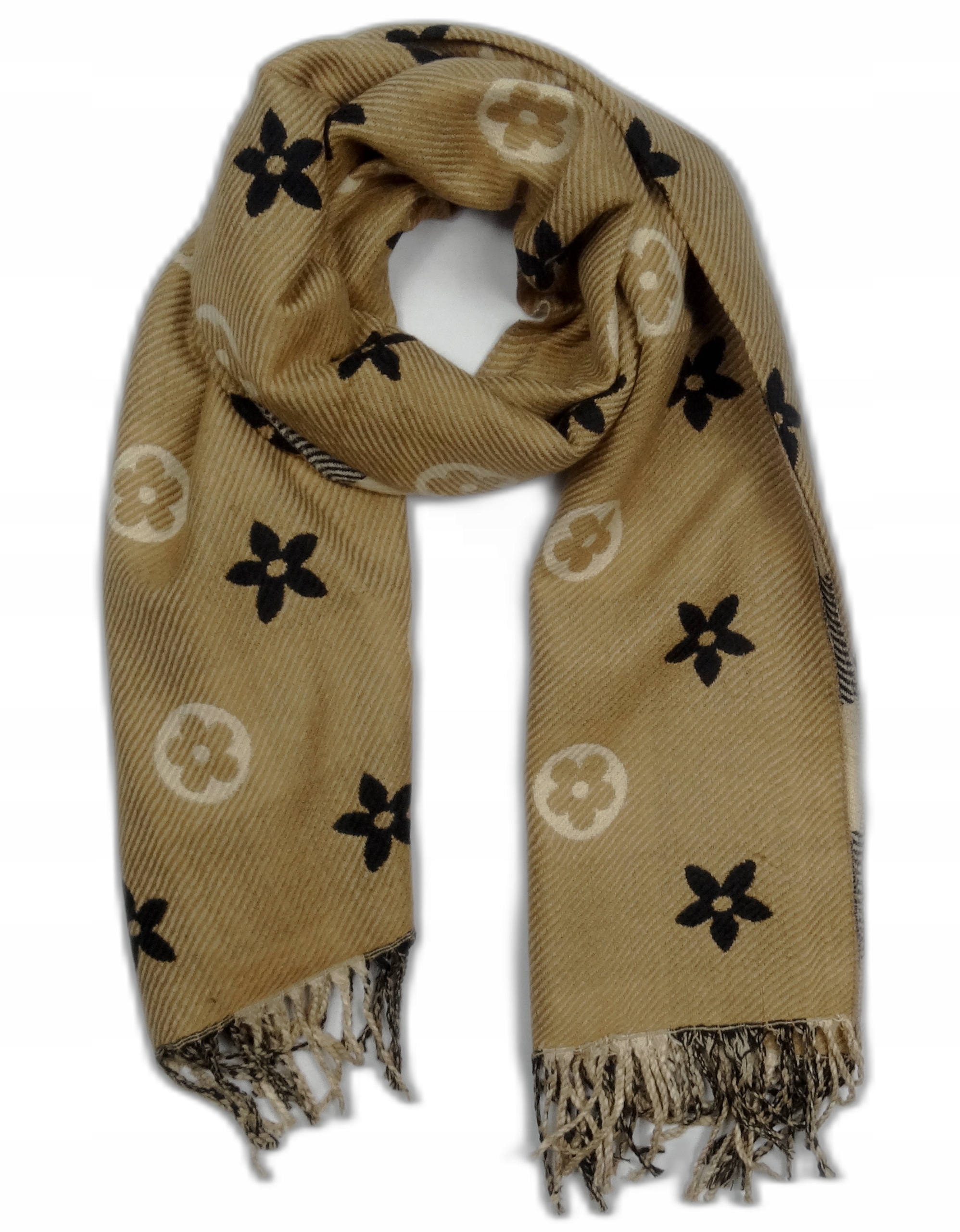 SZALIK SZAL DAMSKI DWUSTRONNY CIEPŁY KWIATEK KWIATKI KOLORY C-5250