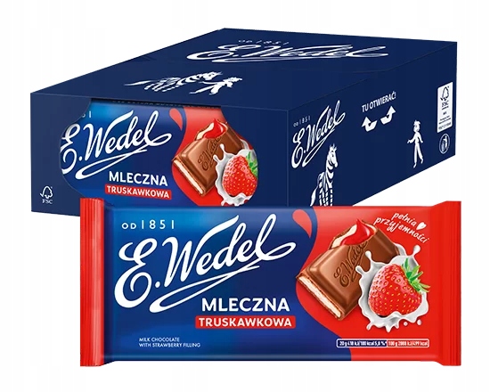 Czekolada Mleczna z nadzieniem truskawkowym E.Wedel (20 szt. x 100 g