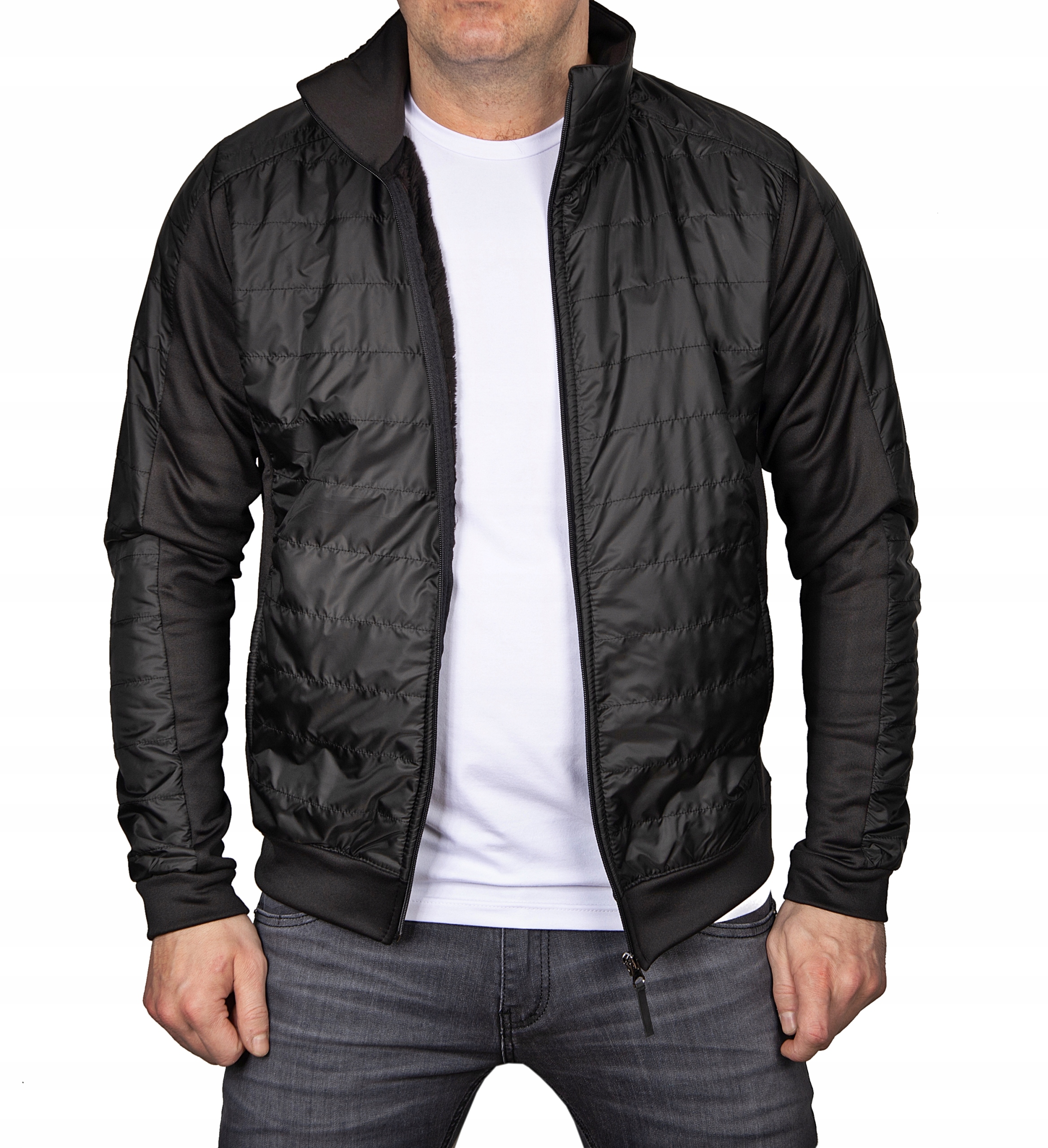 

Bluza męska bez kaptura czarna zamek ocieplana xl