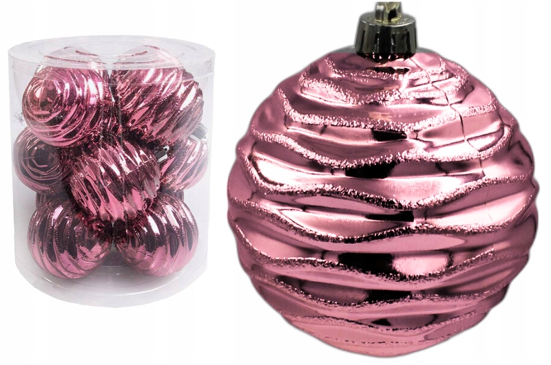 

Bombki choinkowe plastikowe fala 8cm 12szt