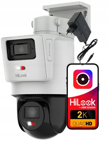 Otočná kamera PoE TandemVu 4MP+4MP PTZ-D4 napájací zdroj HiLook od spoločnosti Hikvision