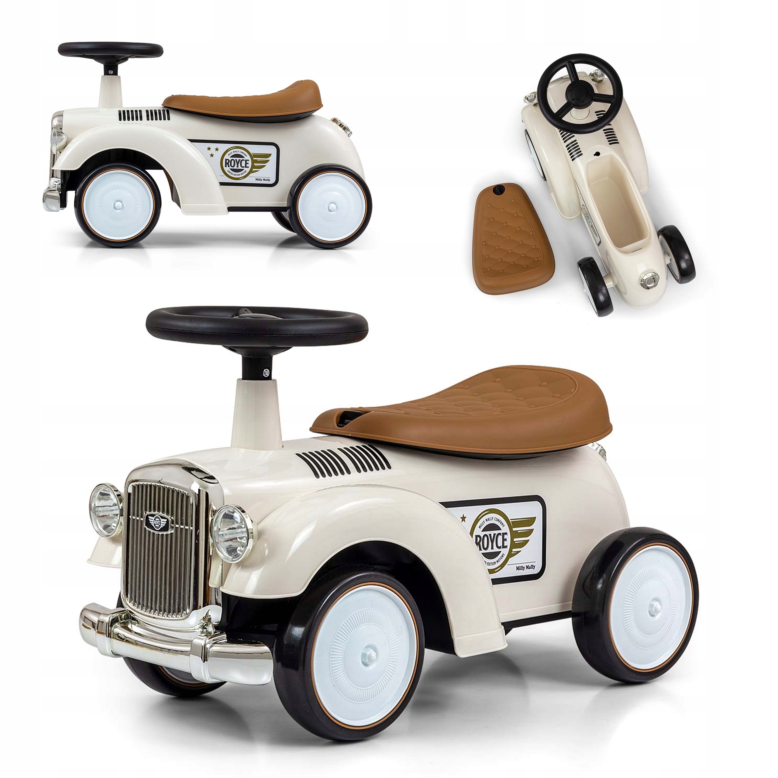 Jeździk dla Dzieci Samochód Retro Biały Milly Mally