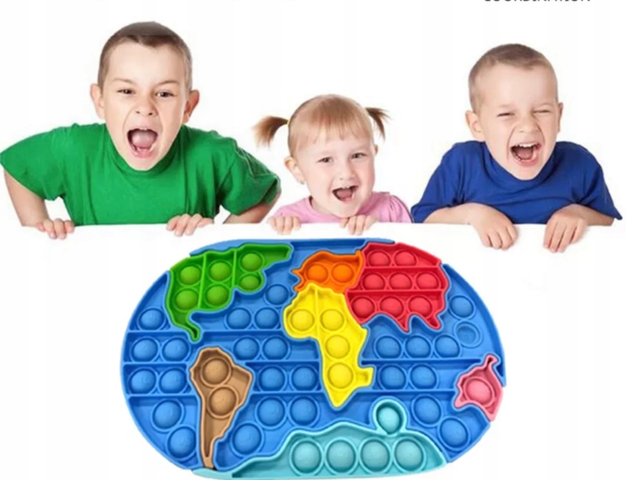 pop it! 3w1 zabawka gniotek mapa świata puzzle gry Marka Pozostałe