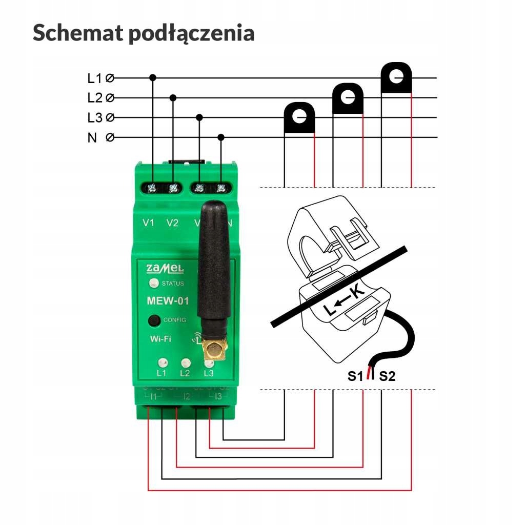 MONITOR ENERGII ELEKTRYCZNEJ 3F WiFi MEW-01 Zamel Stan opakowania oryginalne