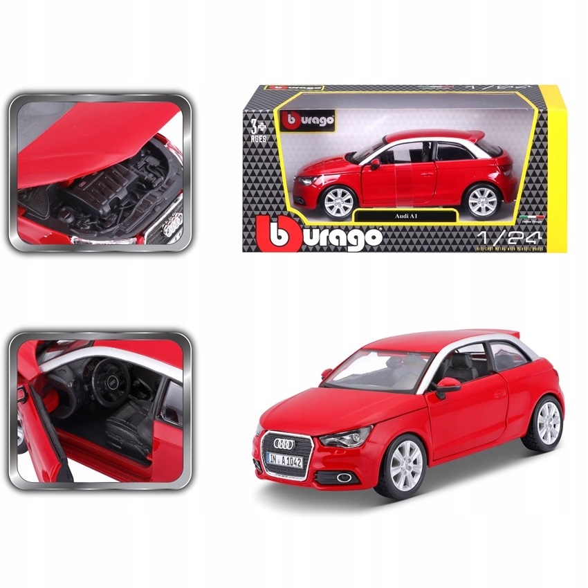 Audi A1 1:24 model Bburago 18-22127 czerwony Model AUDI A1