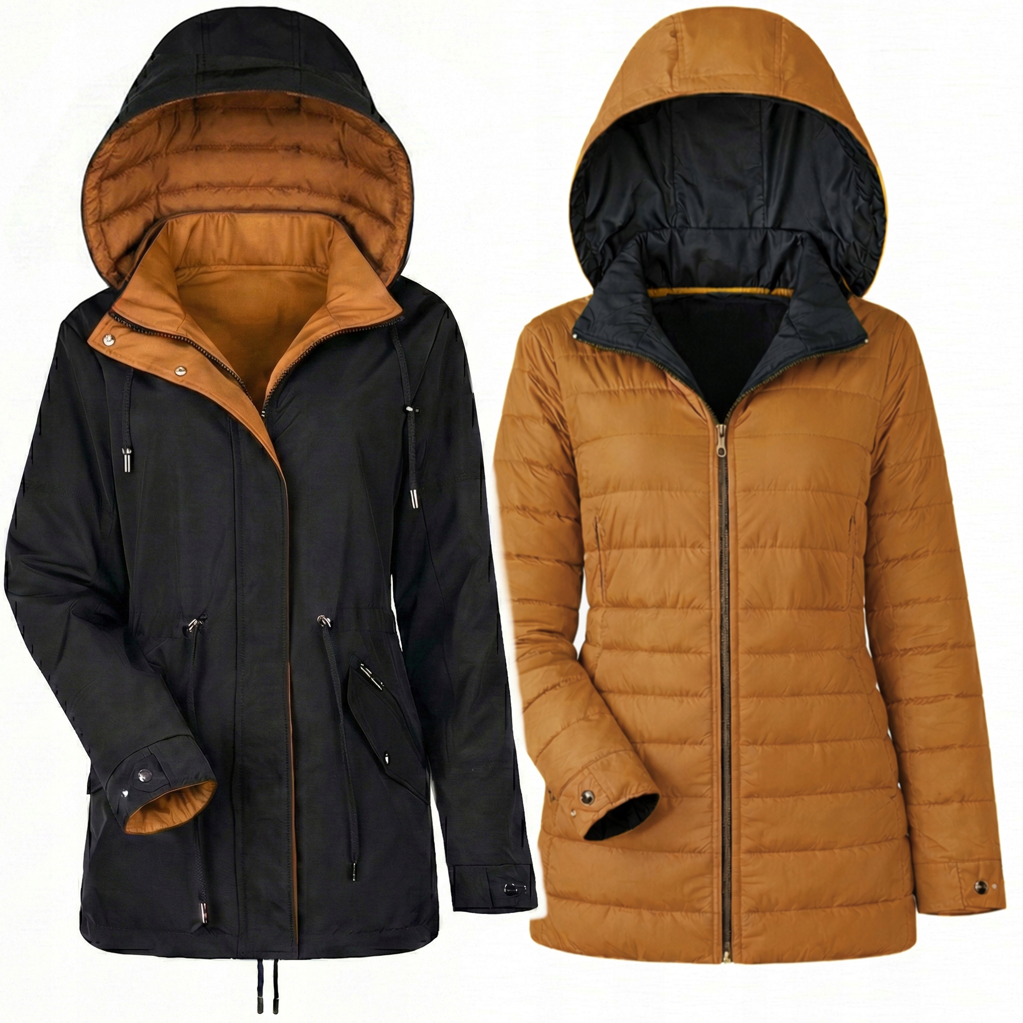 Dwustronna damska Wiosenna Kurtka Parka 3 Przejściowa L