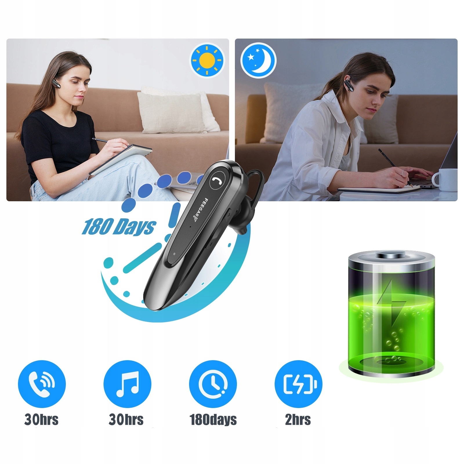 Feegar BF400 Pro Słuchawka Bluetooth5.0 HD CVC 30h Czas czuwania 4320 h