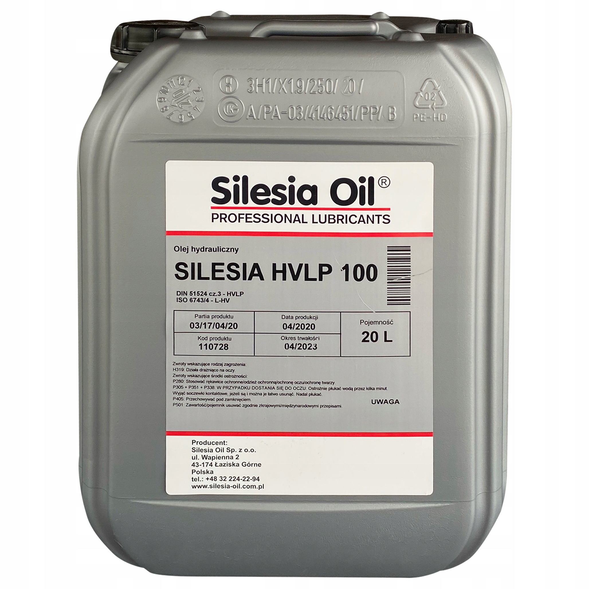 

Olej Hydrauliczny Silesia Oil Hvlp 100 20L