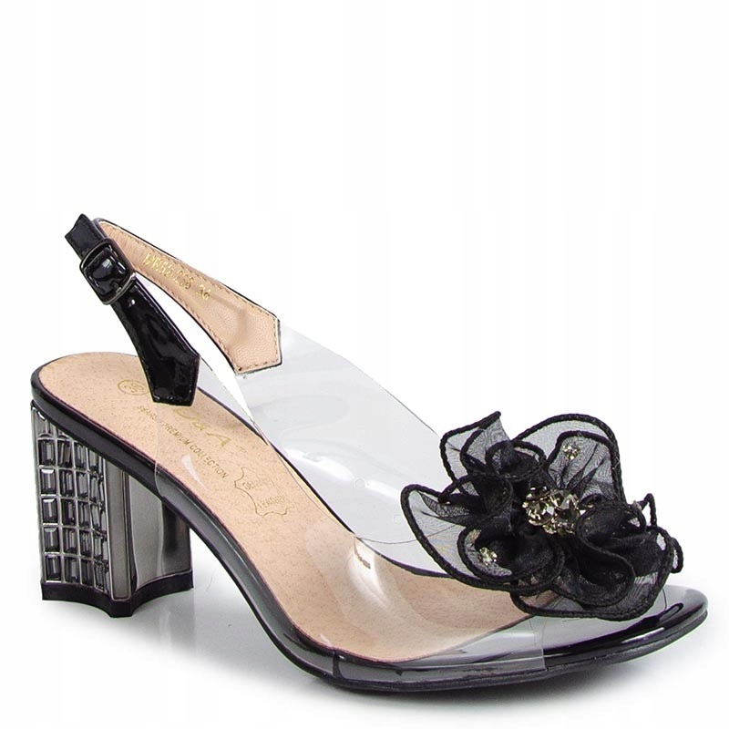 S.barski D&a MR52-238 Transparentní Černé Sandály S Květem 39