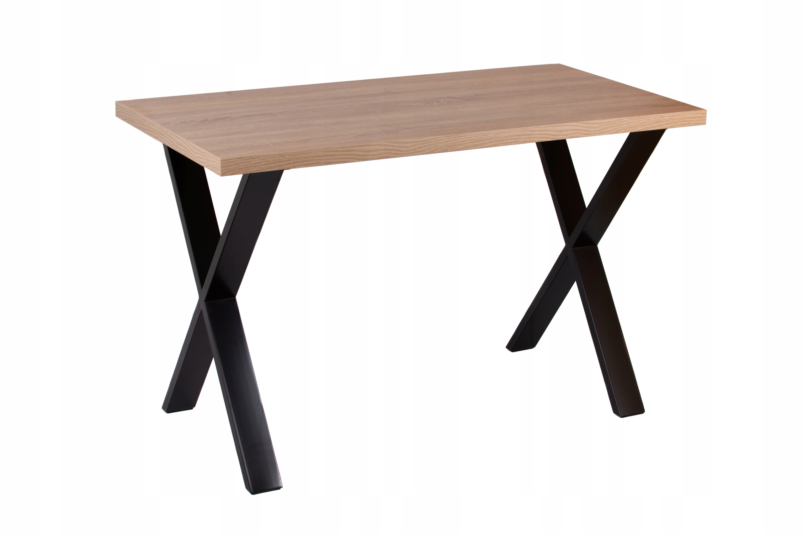 Moderný loft stôl 120 x 60 cm s dubovou doskou a kovovými nohami