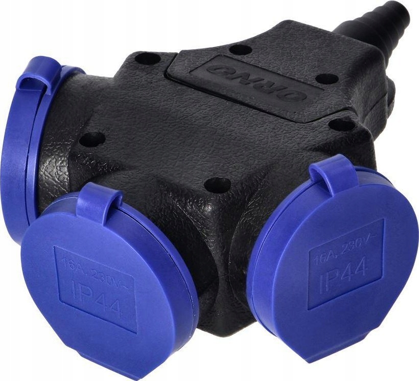 Rozbočovač IP44 Napájející 3 Zásuvky 2P+Z Schuko 16A 230V