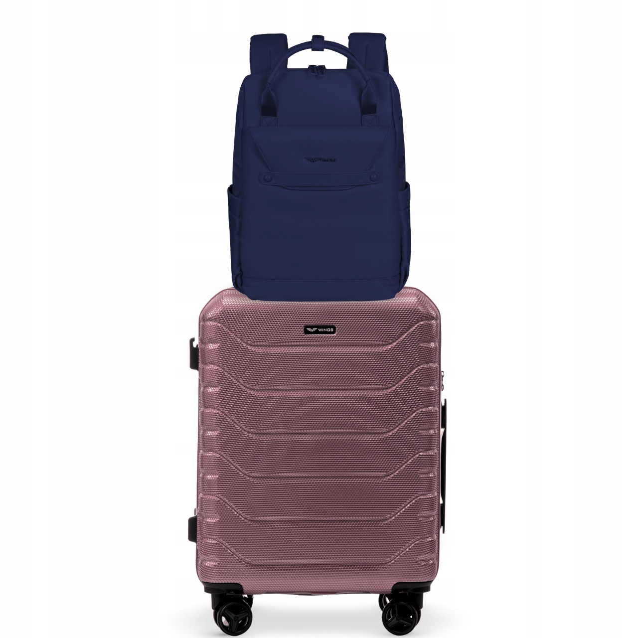 Cestovní sada batoh Skylark Blue a kabinového kufru Crake R.gold 20"