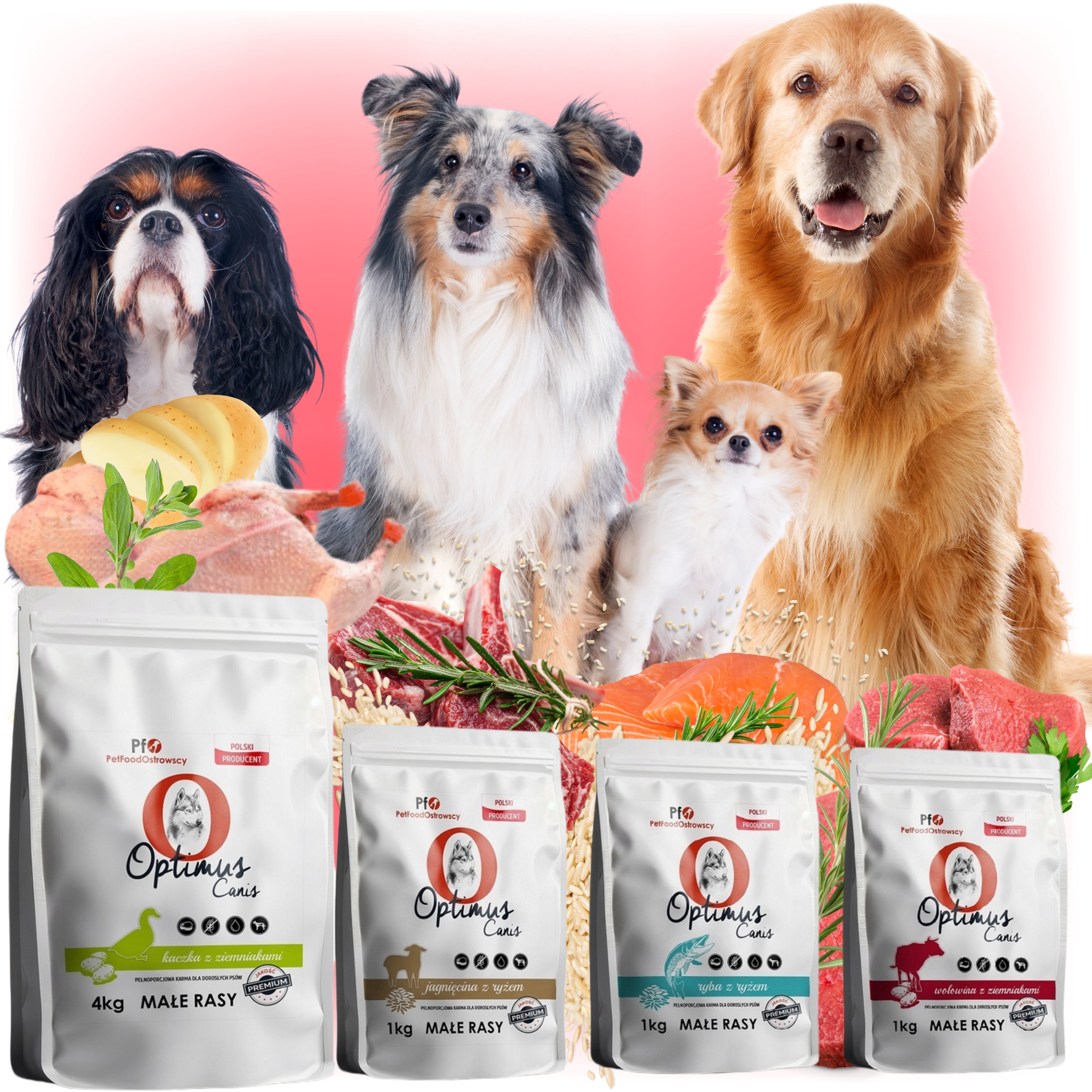 Levně 7 kg Sada suchého krmiva Optimus Canis kachna, jehněčí maso, ryba, hovězí maso