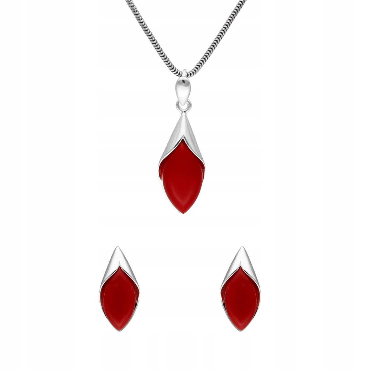 Sada kosočtverců s korálem stříbro