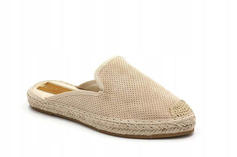 

4821 Beige Beżowe Klapki Damskie Espadryle R.40