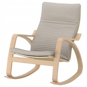 

Ikea Poang Krzesło bujane okl dąb biały Knisa beż