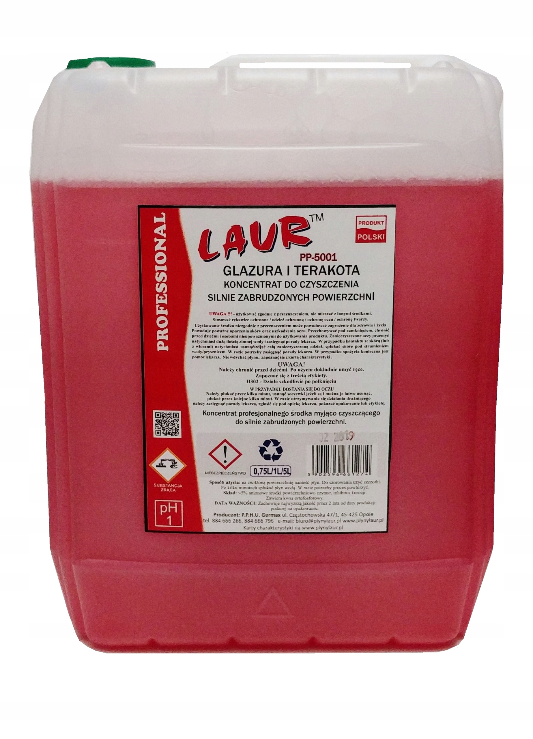 

Koncentrat płyn do czyszczenia glazury terakoty 5L