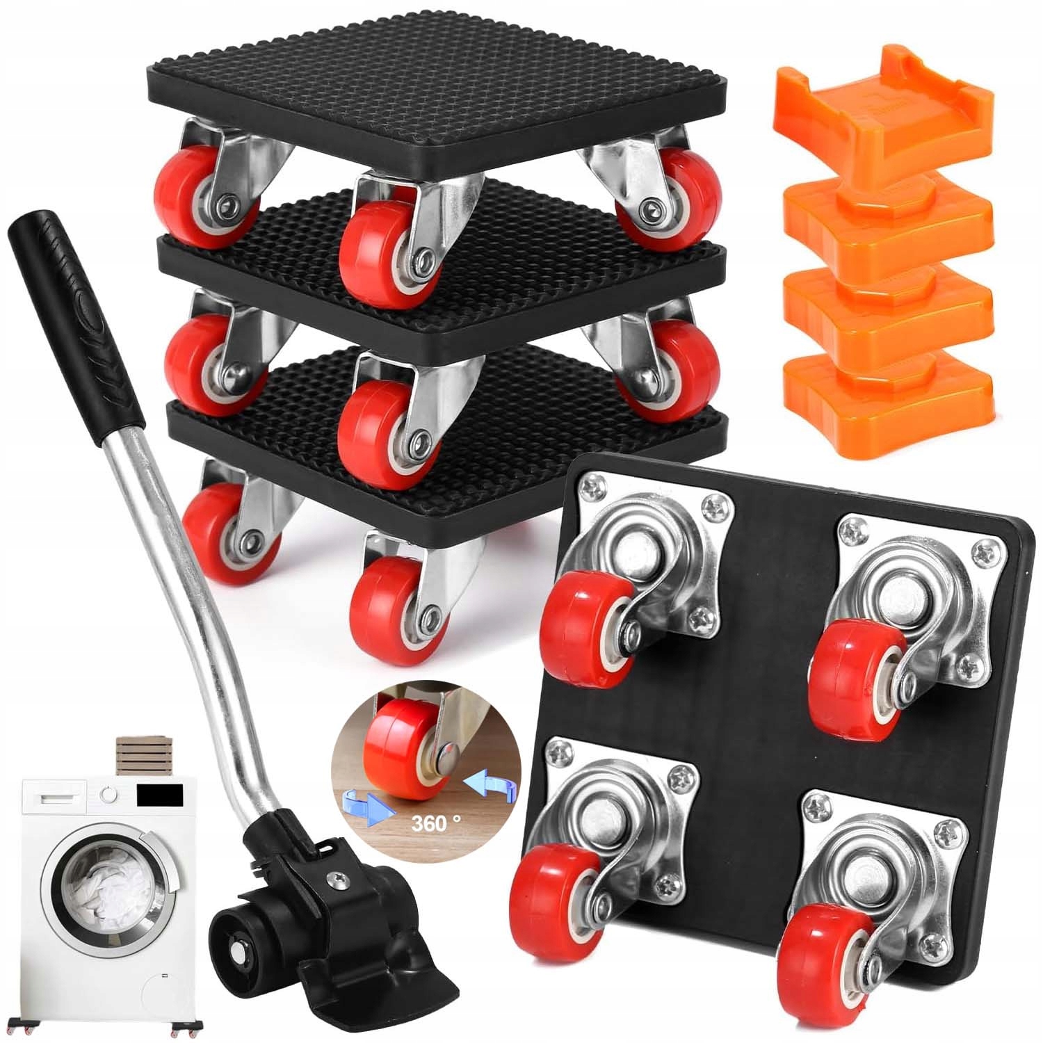 Sada Koleček X4 Pro Přepravu Posouvání Nábytku Brzdy 500 Kg 360° Tiché