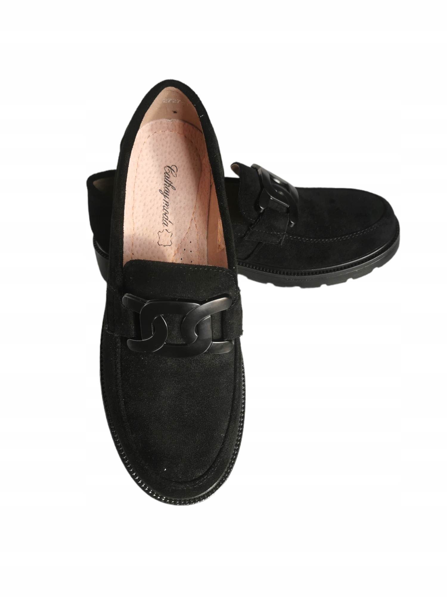 CZARNE MOKASYNY DAMSKIE ZAMSZOWE LOAFERSY 42 Marka inna