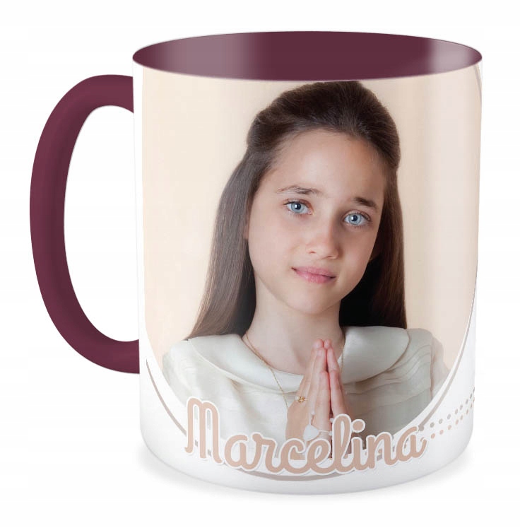 FOTO Kubek bordowy KOMUNIA DLA CHRZESTNYCH KREATOR