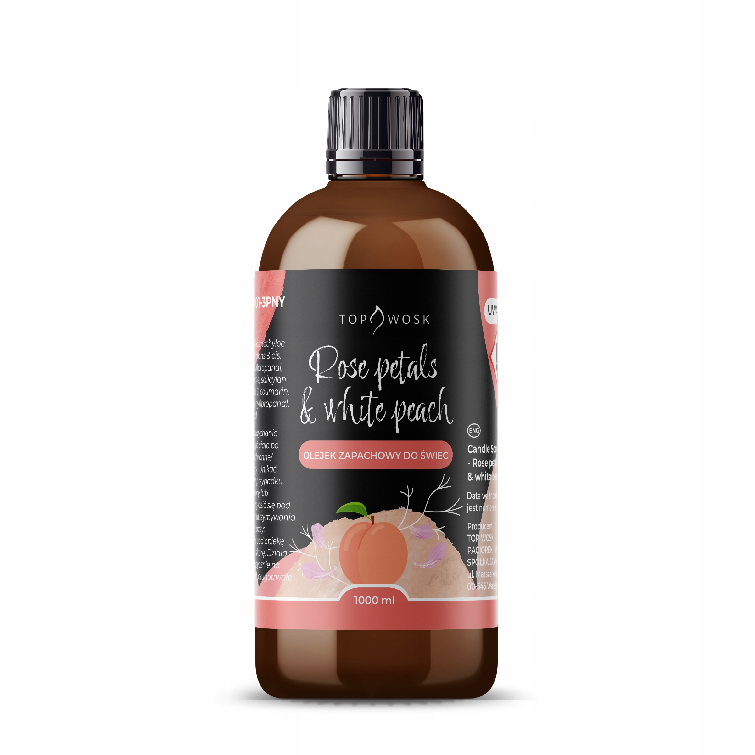 Vonný olej na sviečky Rose Petals & White Peach 1000 ml vôňa do vosku