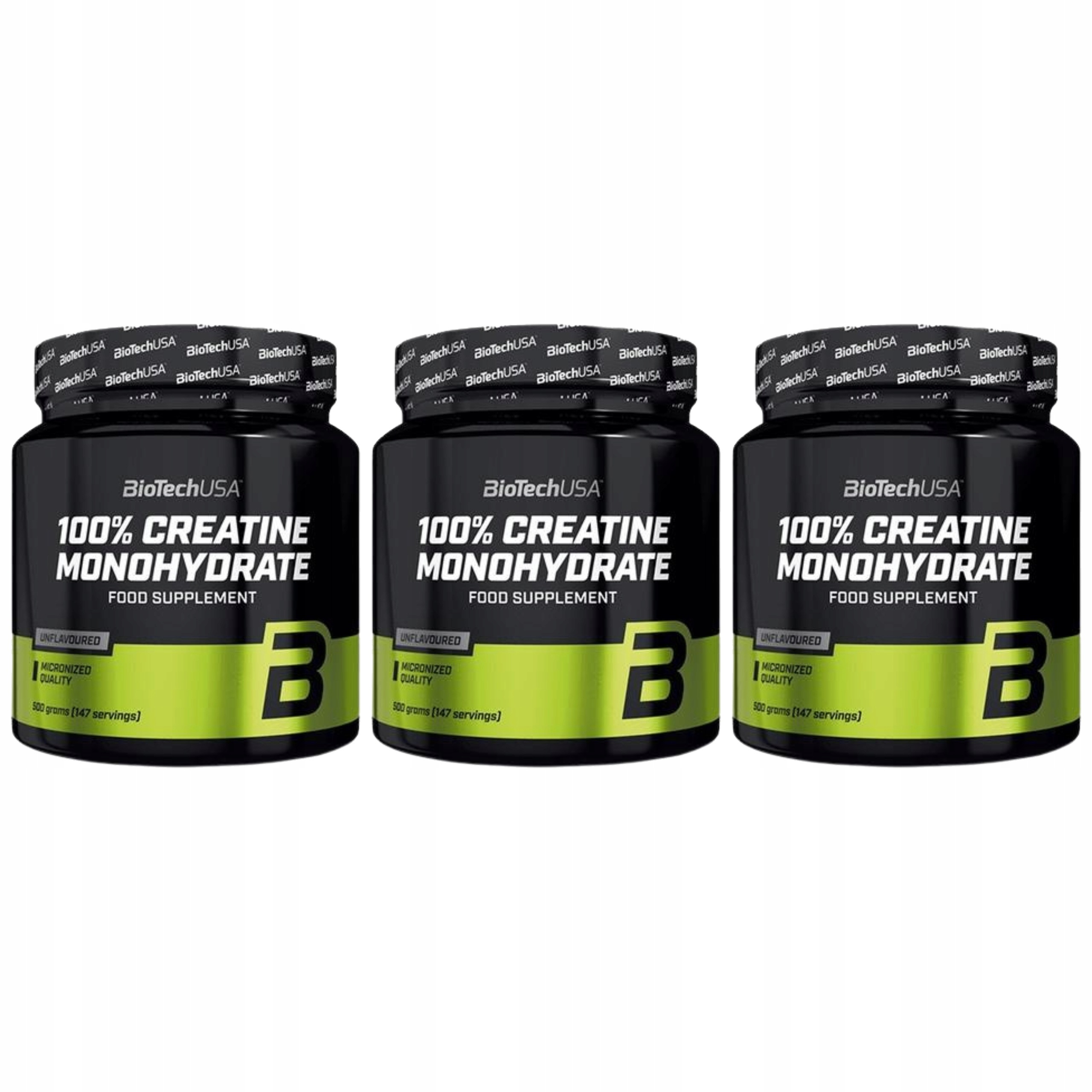 3x Kreatin Monohydrát 100% Creatine Monohydrate 500g Čistá síla Hmotnost Biot